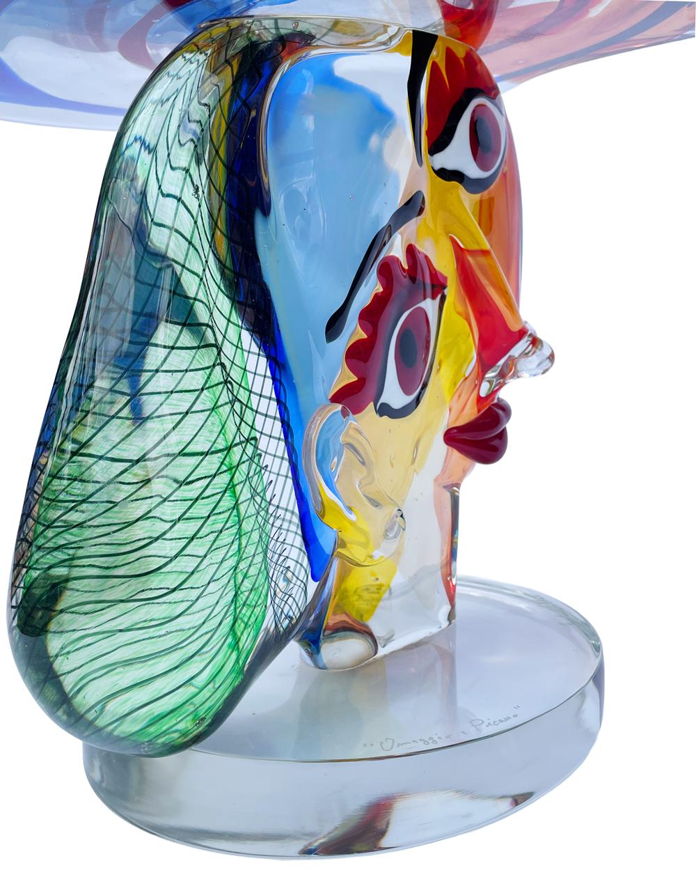 Große italienische Murano-Kunstglas-Skulptur „Homage to Picasso“ von Walter Furlan (Ende des 20. Jahrhunderts) im Angebot