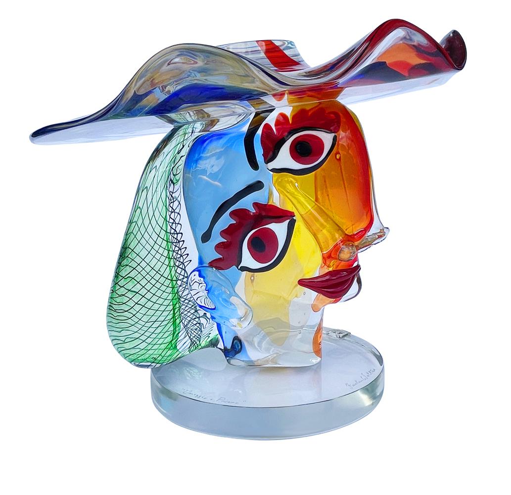 Große italienische Murano-Kunstglas-Skulptur „Homage to Picasso“ von Walter Furlan (Glaskunst) im Angebot