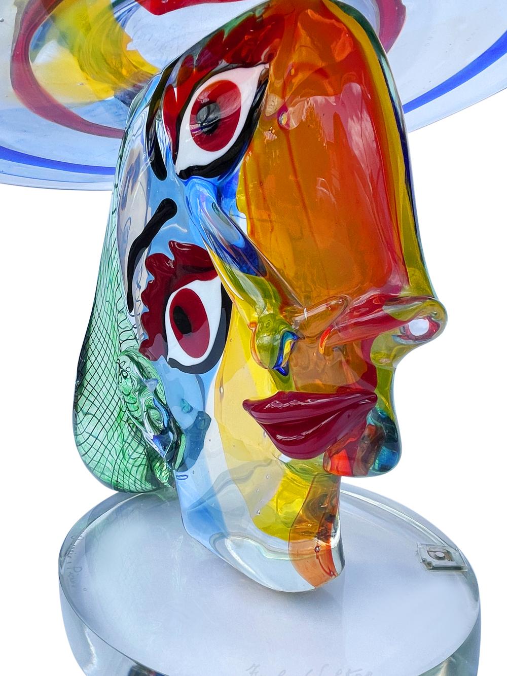 Große italienische Murano-Kunstglas-Skulptur „Homage to Picasso“ von Walter Furlan im Angebot 1