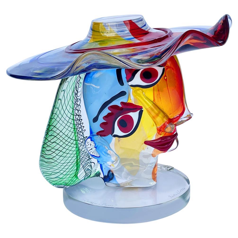 Große italienische Murano-Kunstglas-Skulptur „Homage to Picasso“ von Walter Furlan im Angebot