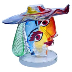 Walter Furlan "Homage to Picasso" Large Italian Murano Art Glass Sculpture