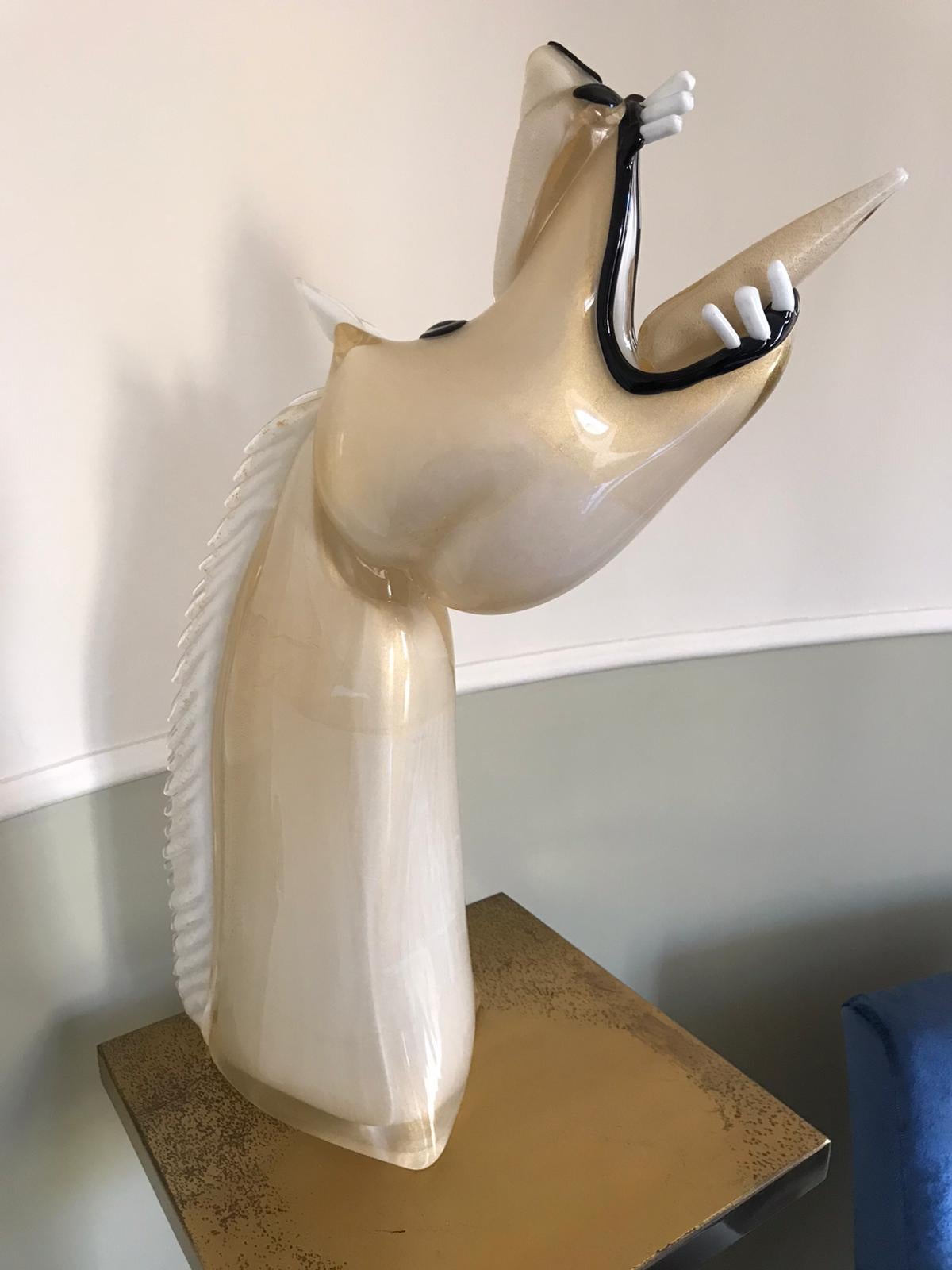 Modern Walter Furlan, Murano Glass Sculpture Horse Head 'Homage to Picasso' For Sale