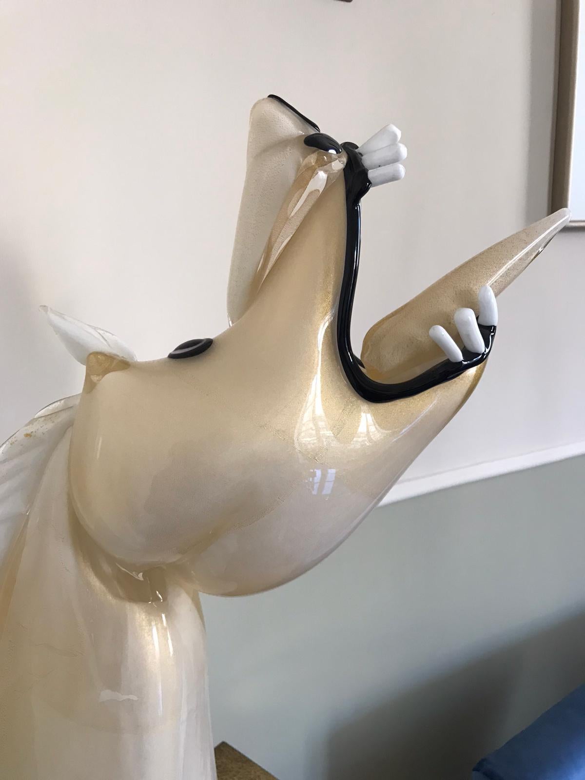 Fin du 20e siècle Walter Furlan, sculpture de tête de cheval en verre de Murano « Hommage à Picasso » en vente