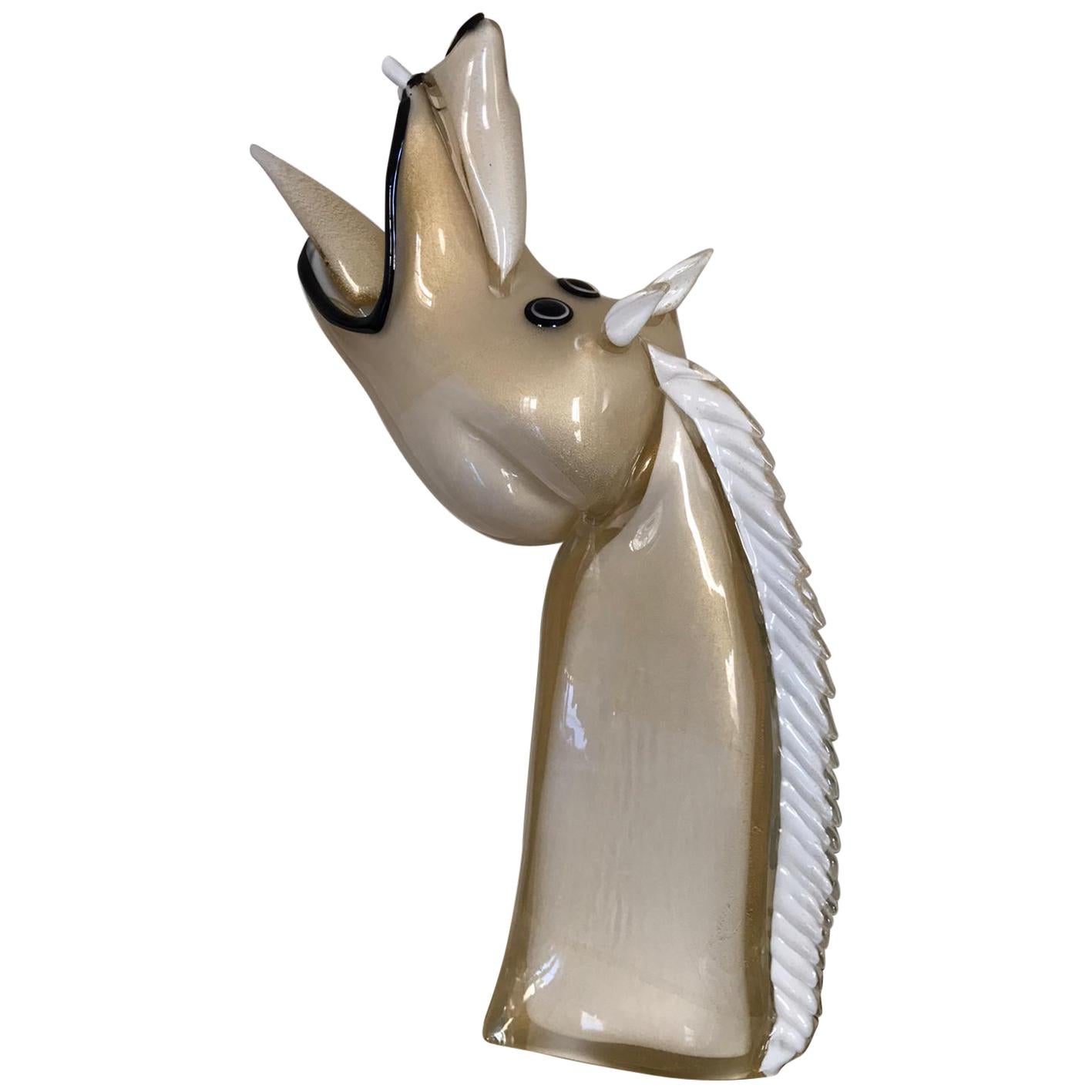 Walter Furlan, Murano Glass Sculpture Horse Head 'Homage to Picasso'