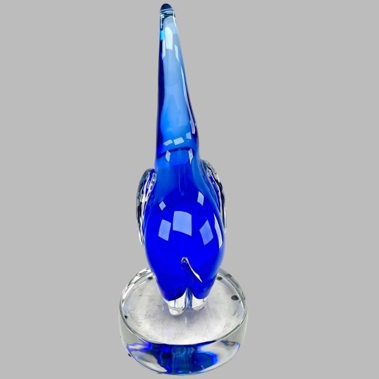 Blue Elephant 
Artist signed and dated 23.3.2000
 Walter Furlan was born (1931-2018) in Chioggia, a small town near Venice. He started to work in a furnace called “VAMSA” very early. He apprenticed from one of the most famous glass masters on the