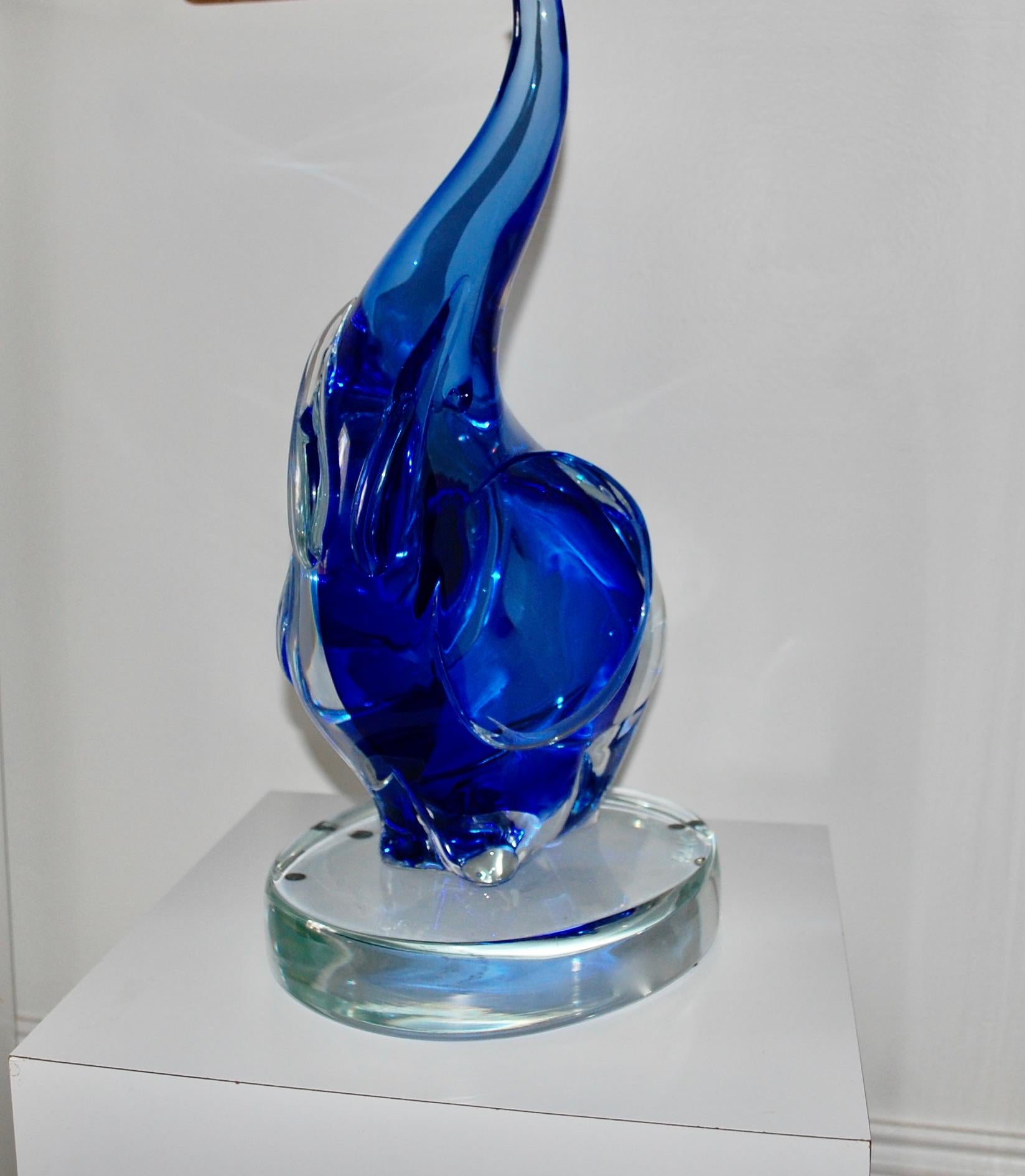 Blue Elephant Murano Glass Sculpture For Sale 2