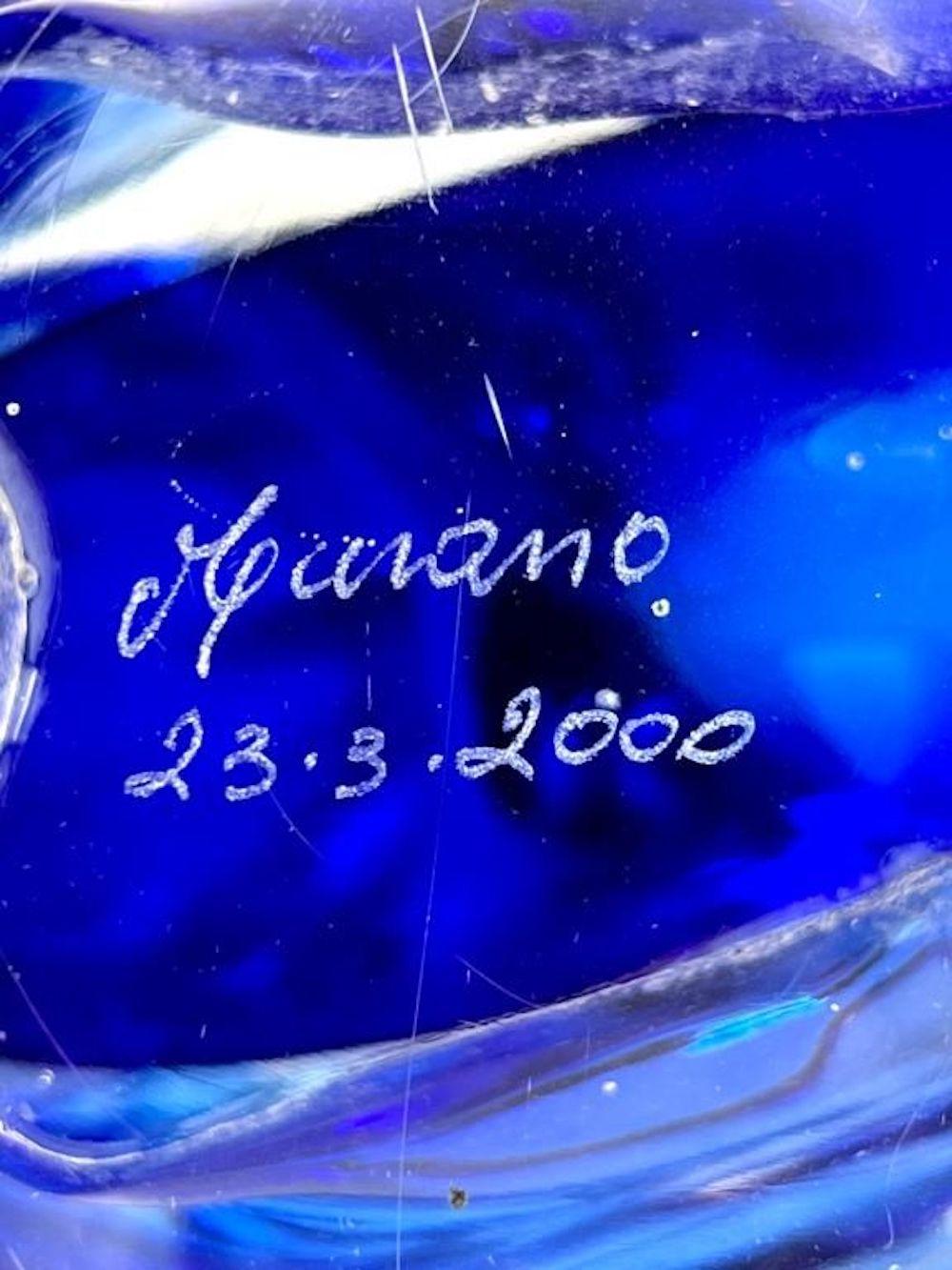 Blue Elephant Murano Glass Sculpture For Sale 5