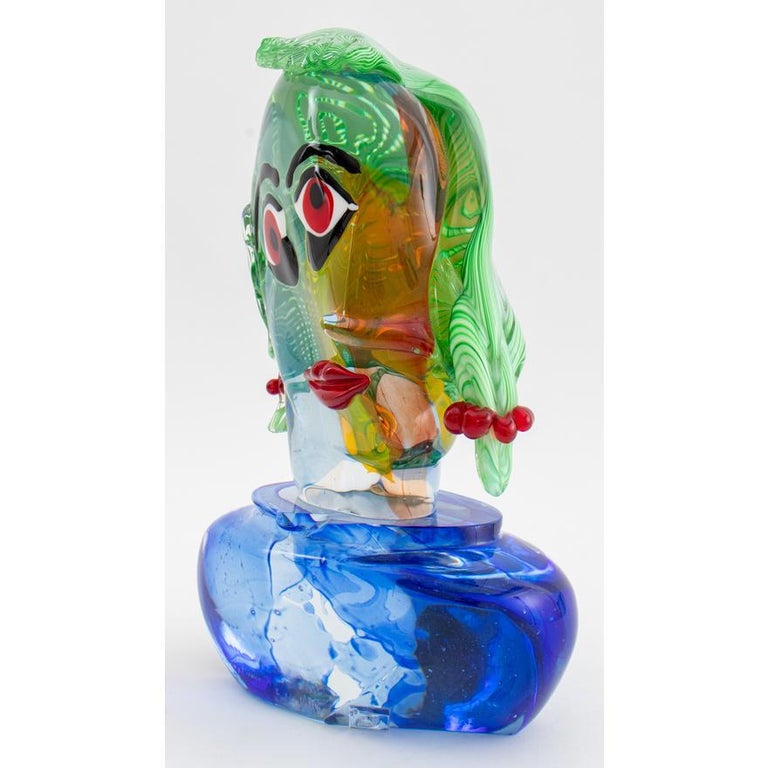 Girl Omaggio a Picasso (Tribute to Picasso) Murano glass sculpture 15.5