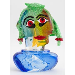 Retro  Girl Tribute To Picasso Murano Glass Sculpture