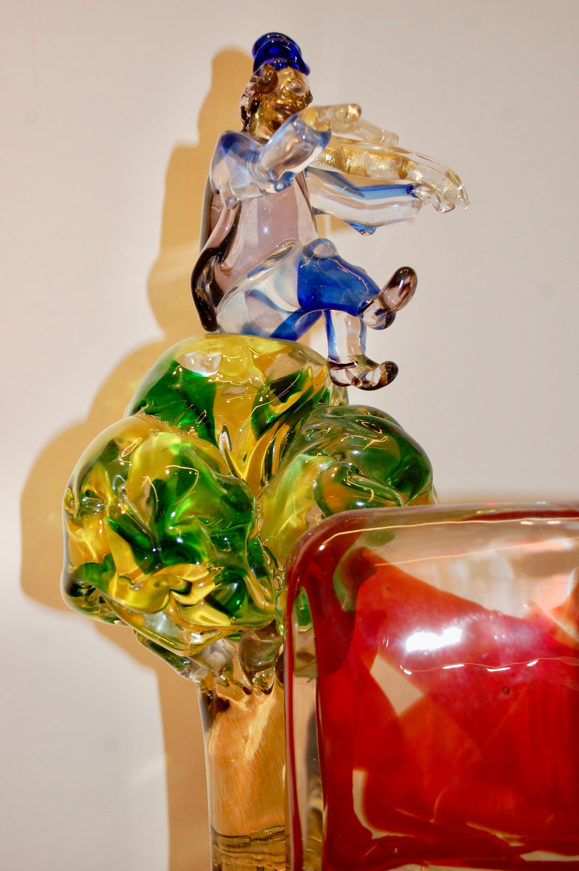 Lovers Tribute to Chagall Murano Glass Sculpture - Beige Figurative Sculpture by Walter Furlan