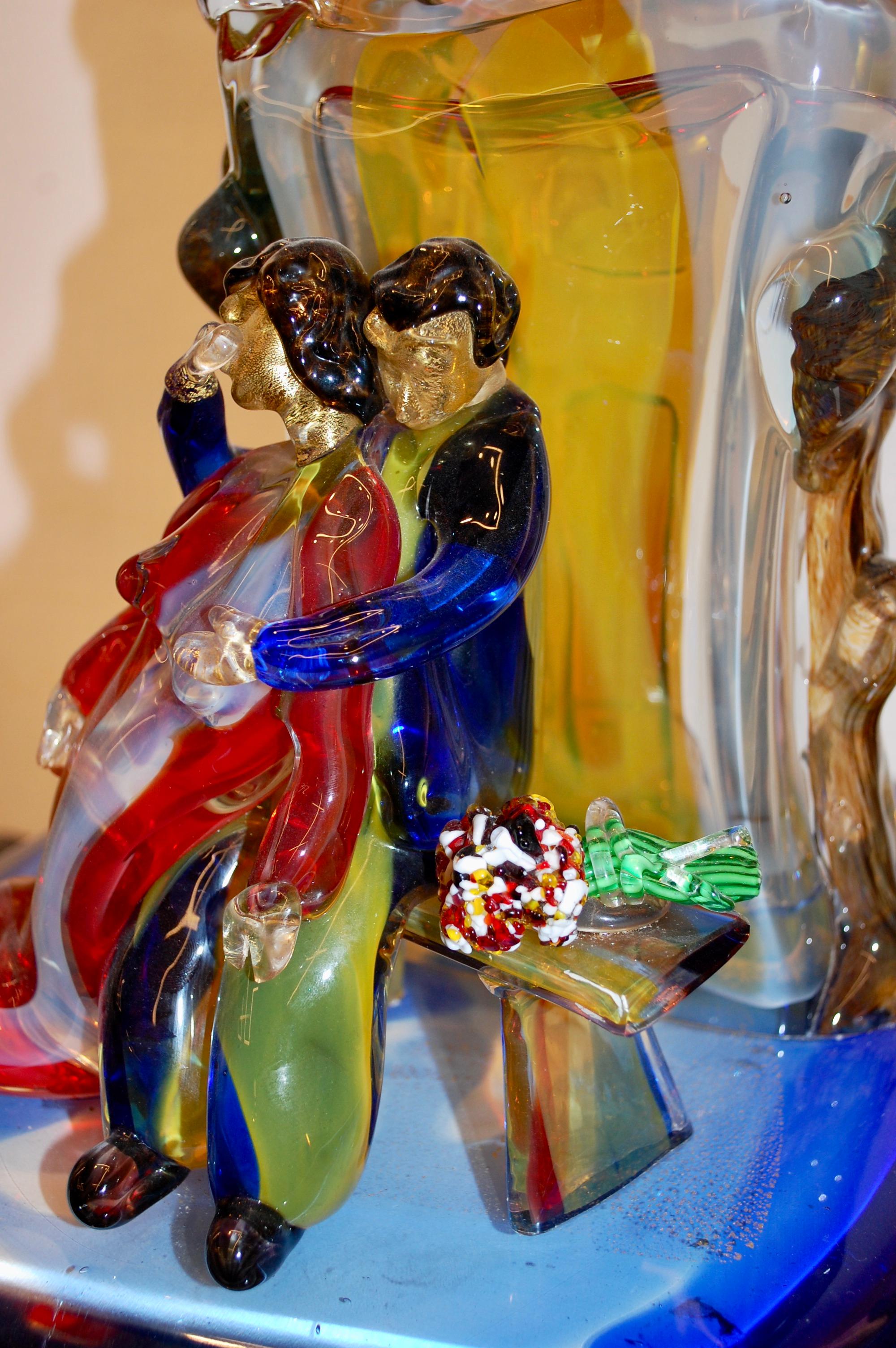 Hommage des amoureux à Chagall Sculpture en verre de Murano en vente 4