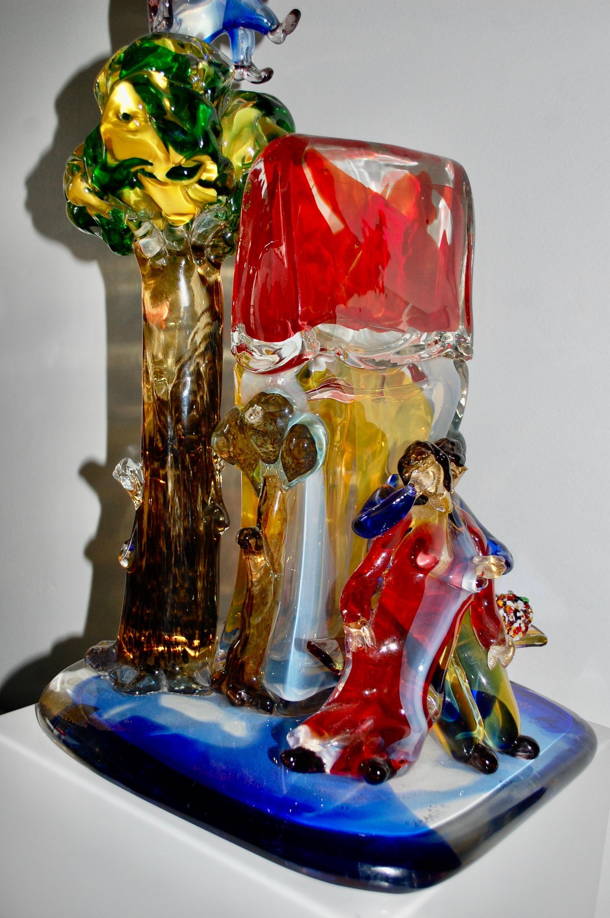Lovers Tribute to Chagall Murano Glass Sculpture For Sale 5