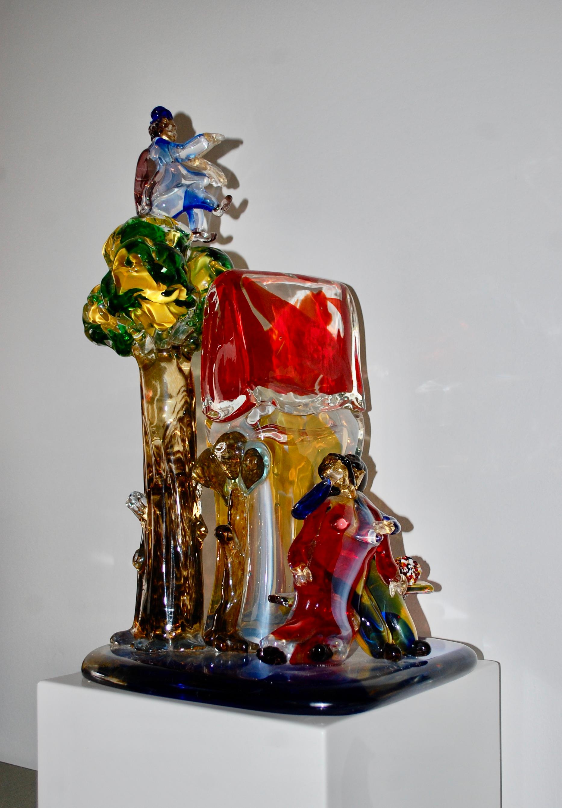 Lovers Tribute to Chagall Murano Glass Sculpture For Sale 6