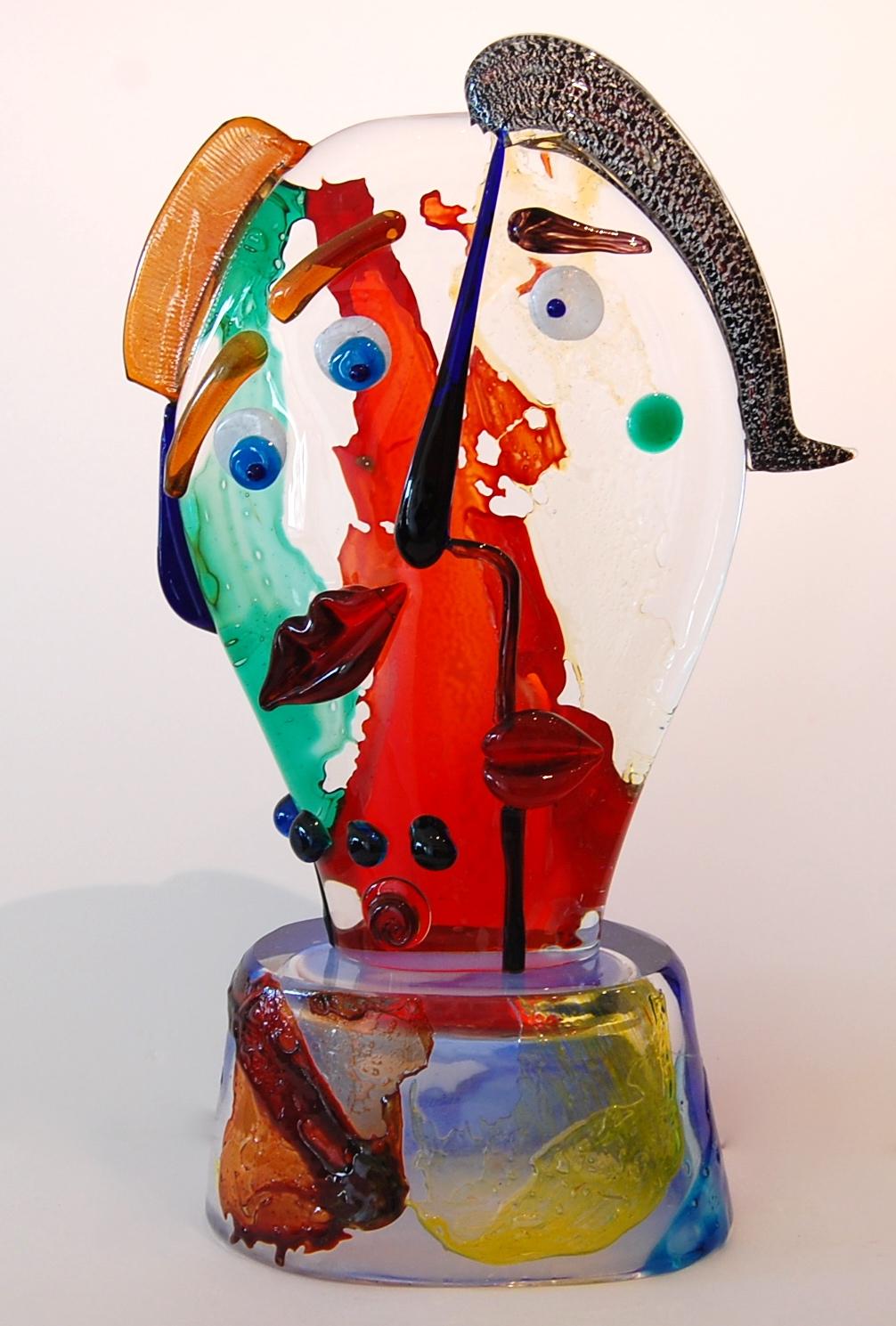  Homage to Picasso Glass Sculpture - Brown Abstract Sculpture by Walter Furlan