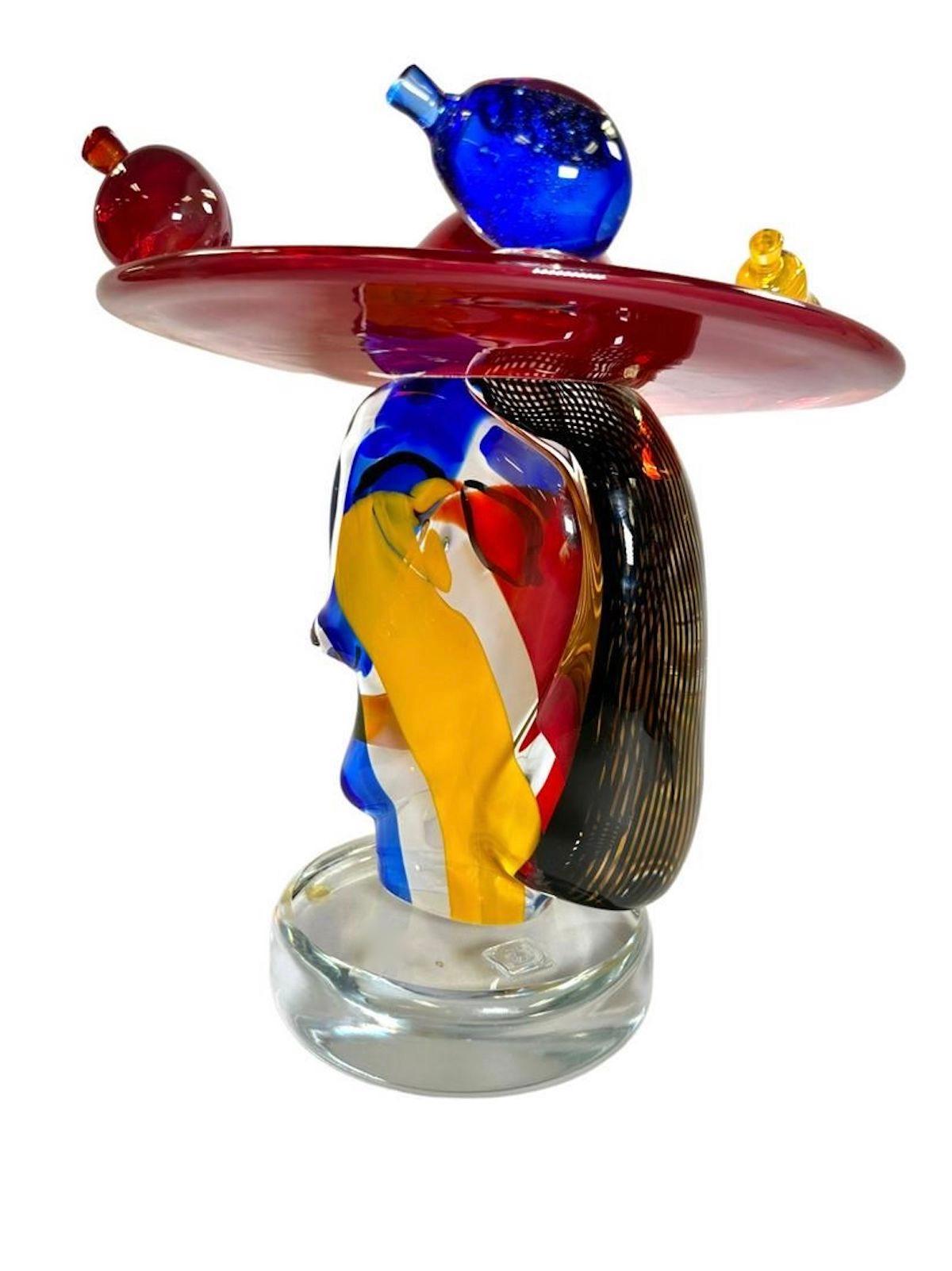 Omaggio To Picasso Woman in Hat Murano Glass Sculpture 
Artist signed and titled.
 Walter Furlan was born (1931-2018) in Chioggia, a small town near Venice. He started to work in a furnace called “VAMSA” very early. He apprenticed from one of the