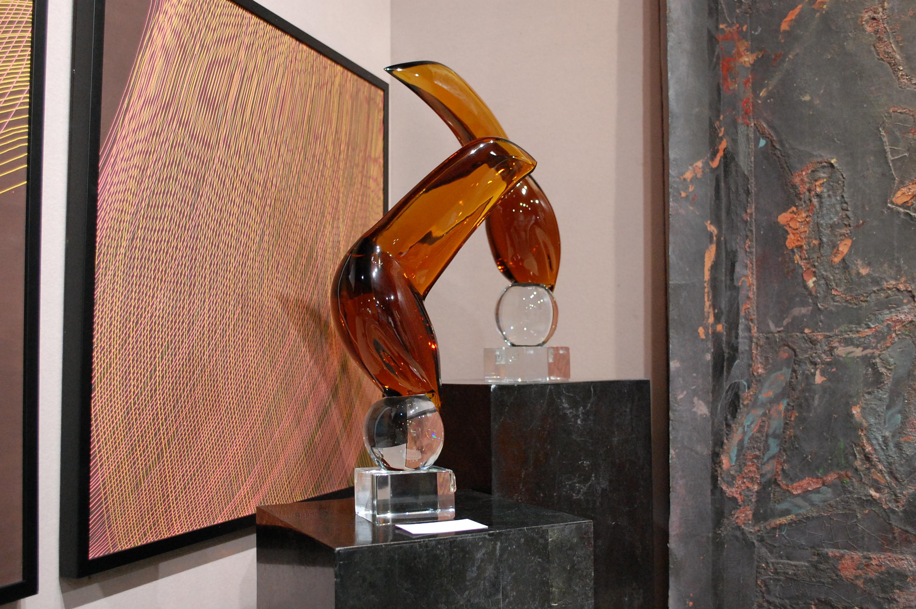 Pair of rare Murano handblown glass Toucans sculptures.
20