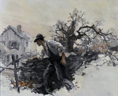 Homme près d'un mur de pierre, illustration probable d'une histoire de magazine