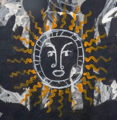 "Alice's Sun God" Abstract Expressionist Oil on Canvas, 1969