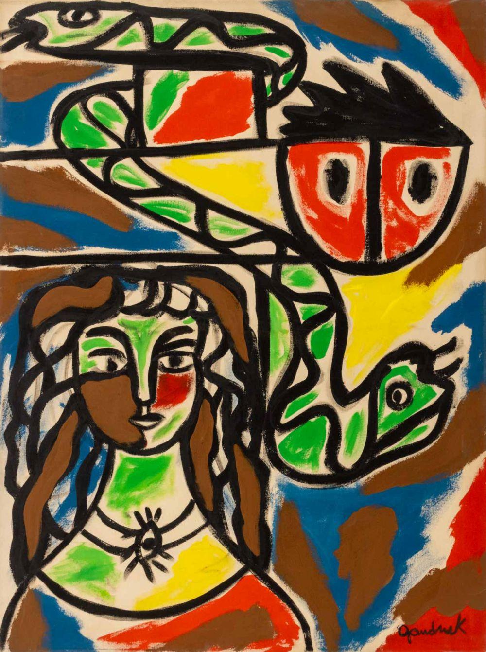 Walter Gaudnek Abstraction Oil on Canvas, ca. 1970