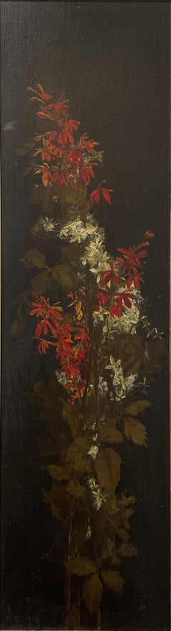 "Cardinal Flowers Still Life, June" Walter Gay, Red and White Floral Bouquet