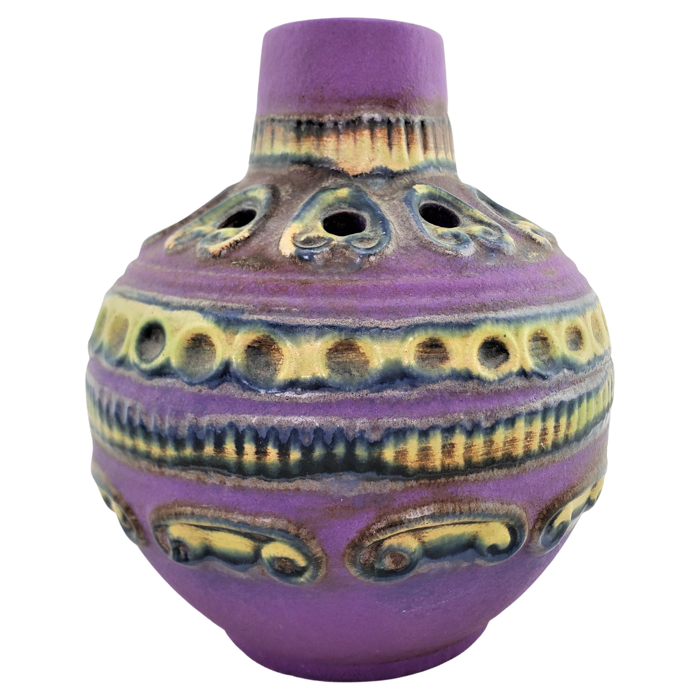 Walter Gerhards West German Art Pottery 2270/16 Purple Mid-Century Modern Vase For Sale