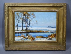 Antique American Impressionist Winter Long Island New York Landscape  Painting