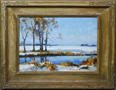 Antique American Impressionist Winter Long Island New York Landscape  Painting