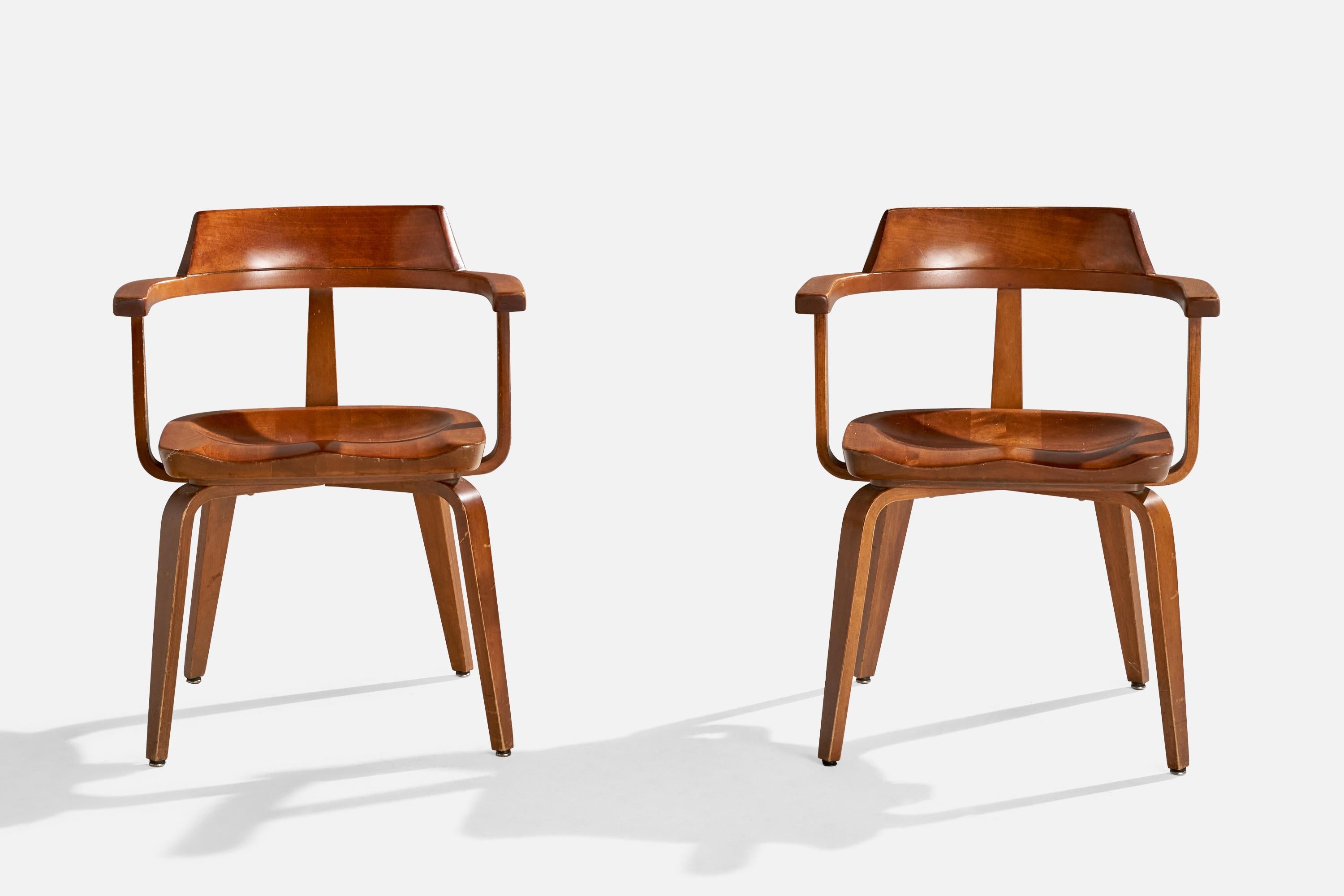 Autrichien Walter Gropius, Fauteuils, bouleau, Autriche, années 1950 en vente