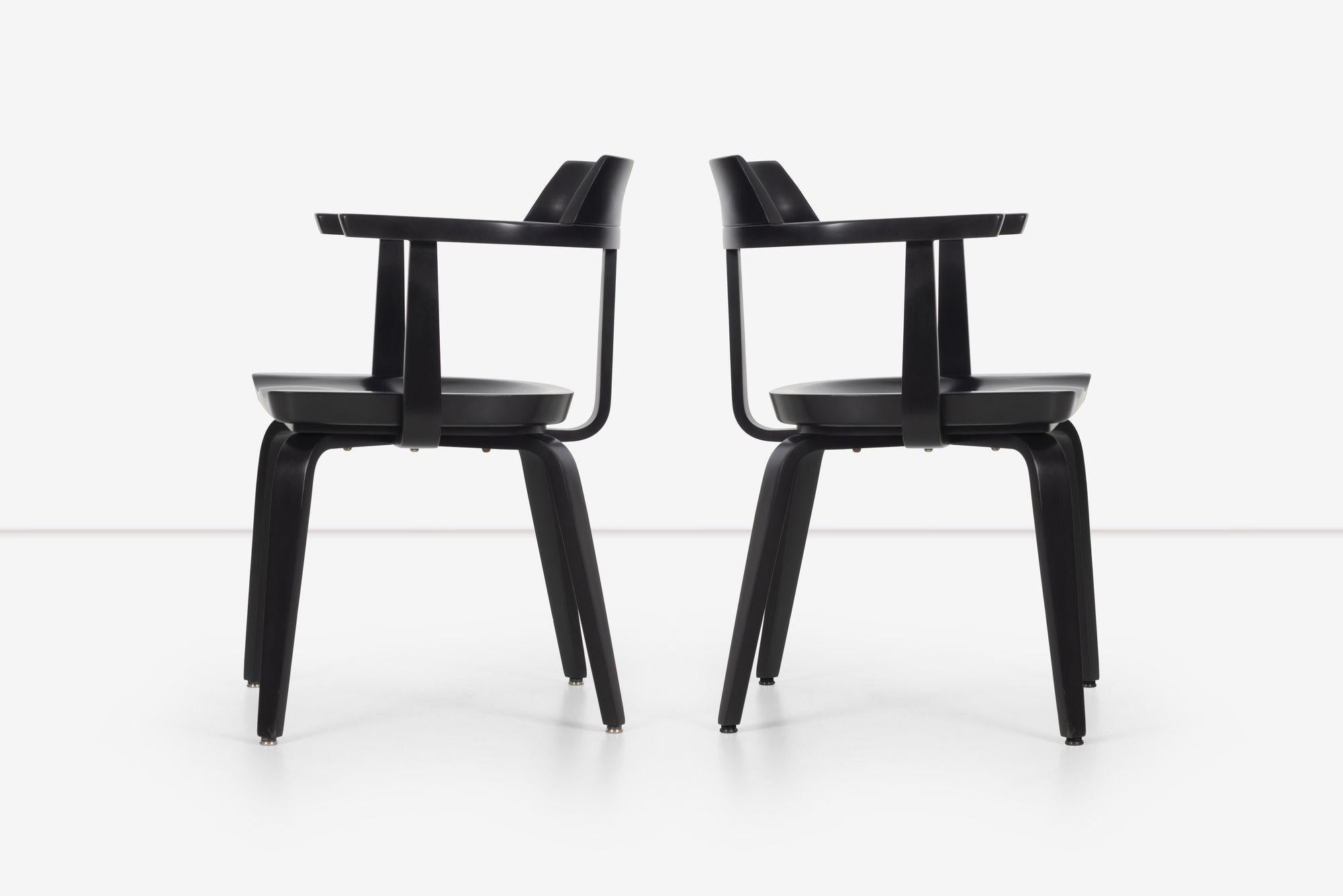 Metà XX secolo Walter Gropius Poltrone per Thonet Set di otto poltrone in nero 1951 in vendita