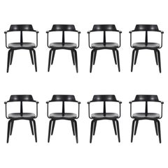 Walter Gropius Armchairs for Thonet Set of Eight in Black 1951