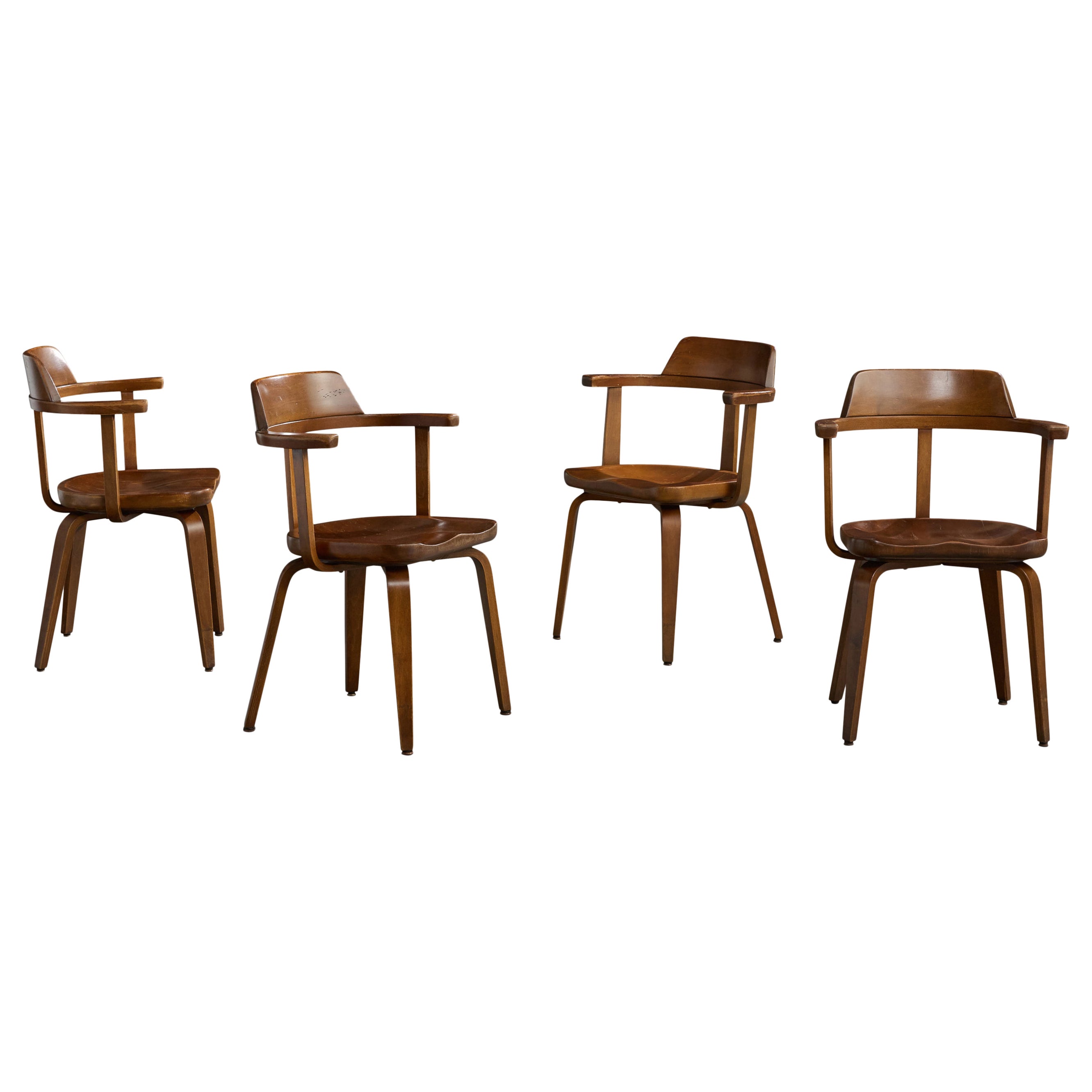 Walter Gropius, Armchairs, Oak, Austria, 1950s For Sale