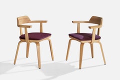 Walter Gropius, Sillones, Roble, Terciopelo, EE.UU., 1970s