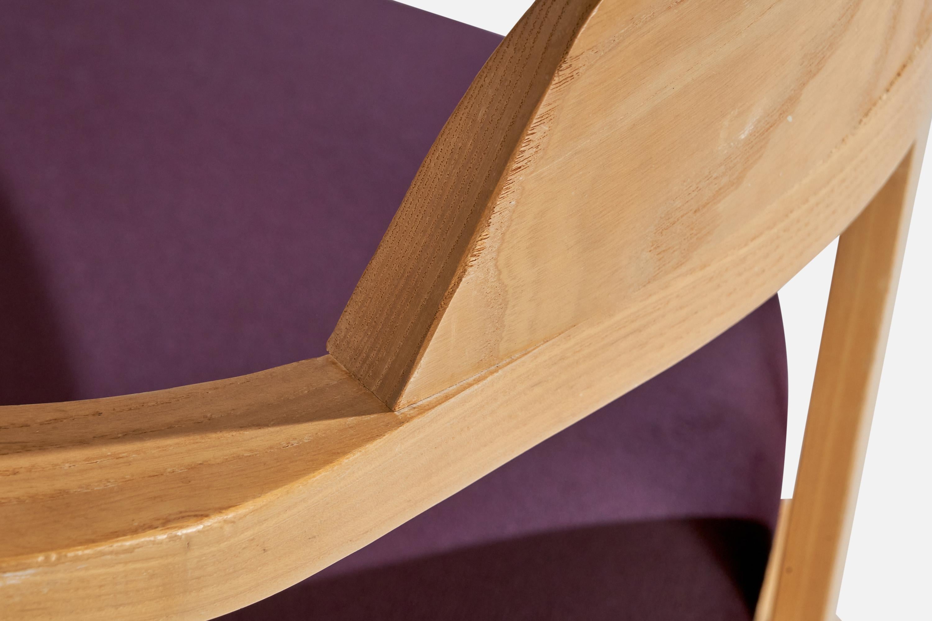 Late 20th Century Walter Gropius, Armchairs, Oak, Velvet, USA, 1970s For Sale