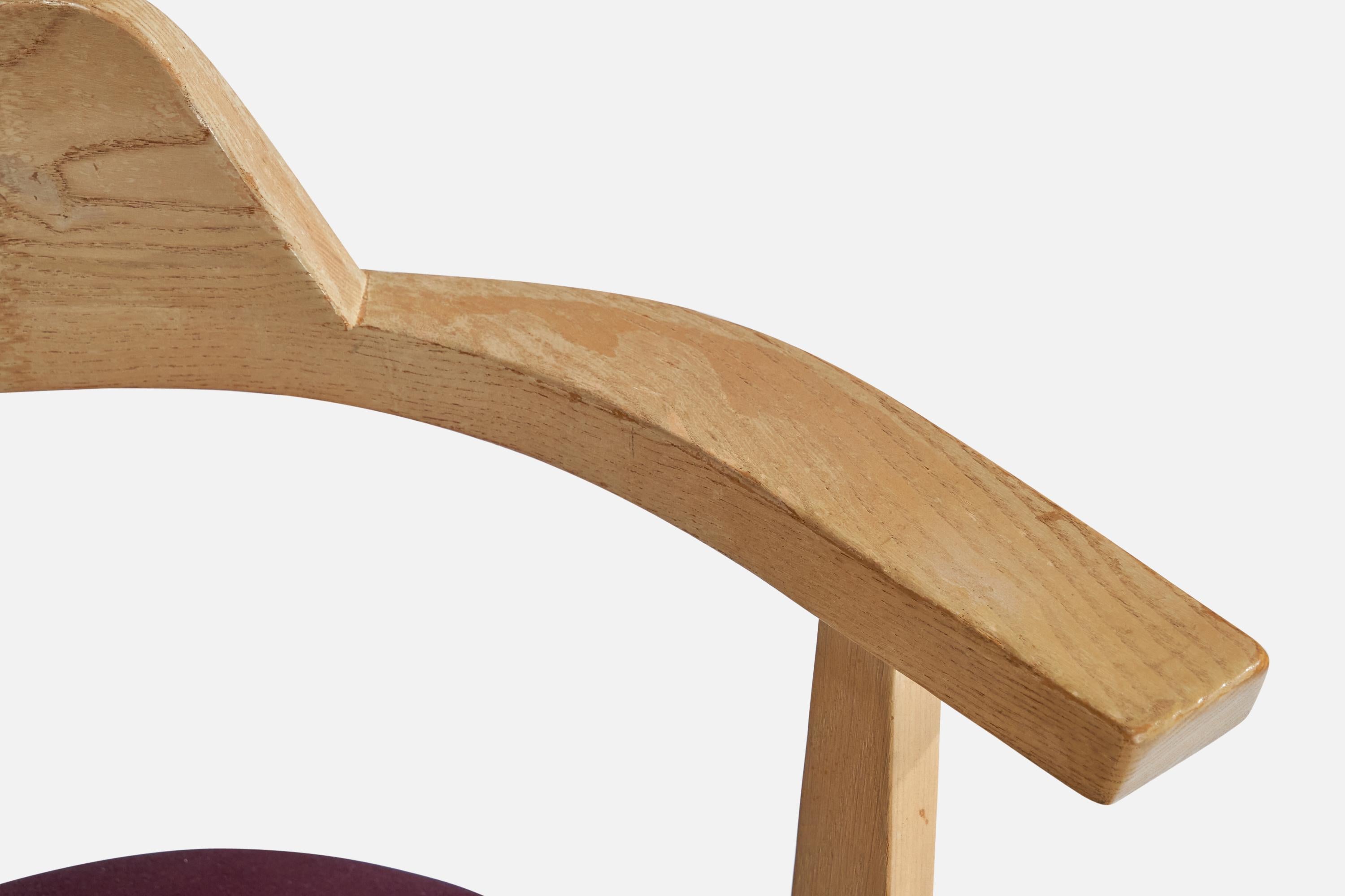 Late 20th Century Walter Gropius, Armchairs, Oak, Velvet, USA, 1970s For Sale