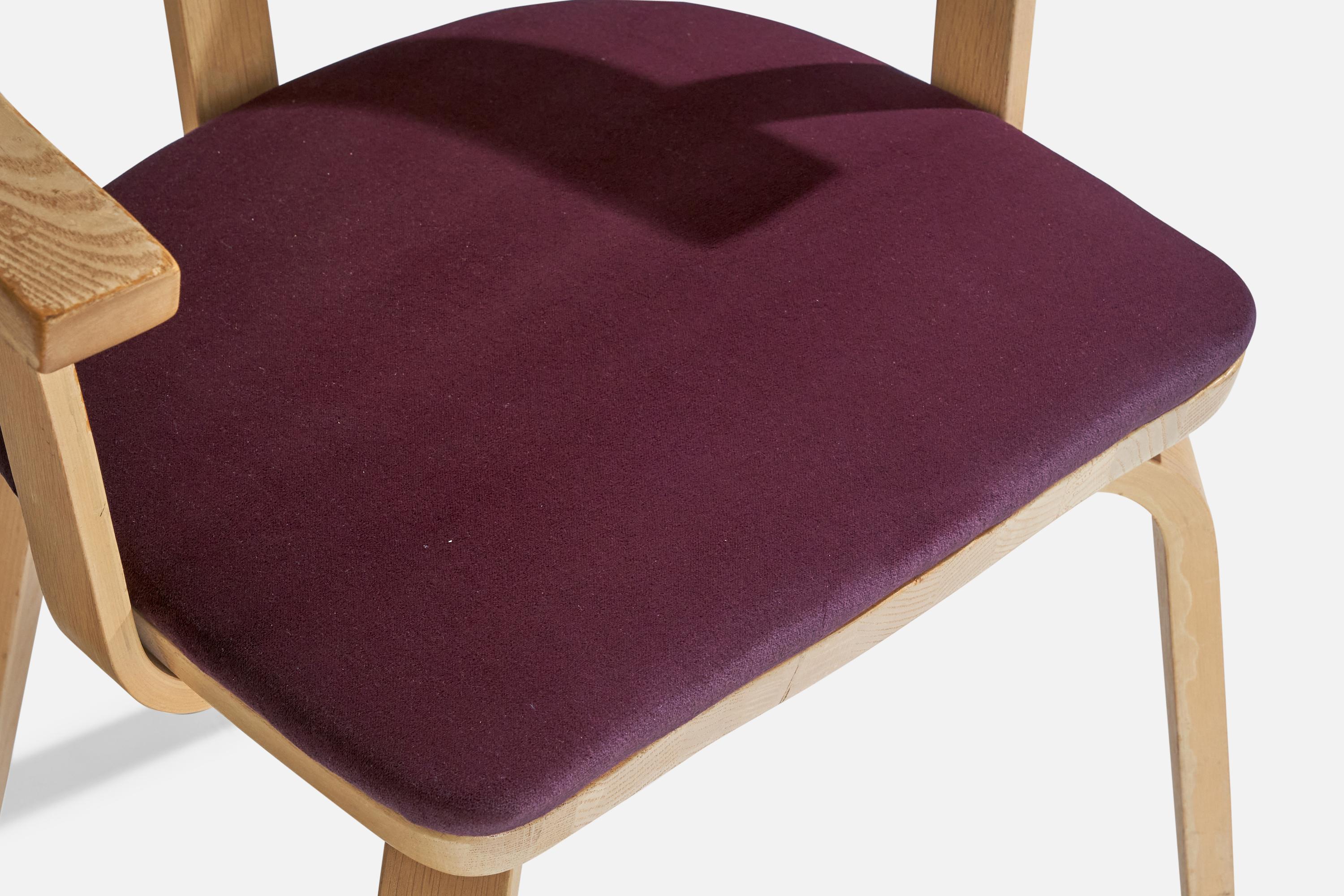 Walter Gropius, Armchairs, Oak, Velvet, USA, 1970s For Sale 2