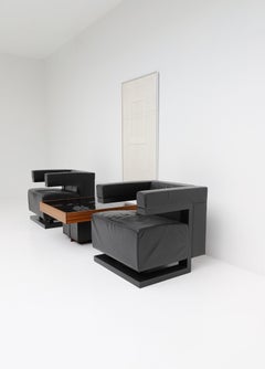 Walter Gropius f51 chairs in black leather