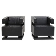 Walter Gropius f51 chairs in black leather