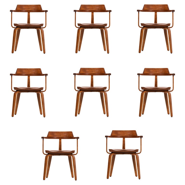 Walter Gropius Set of Eight Dining Armchairs For Sale