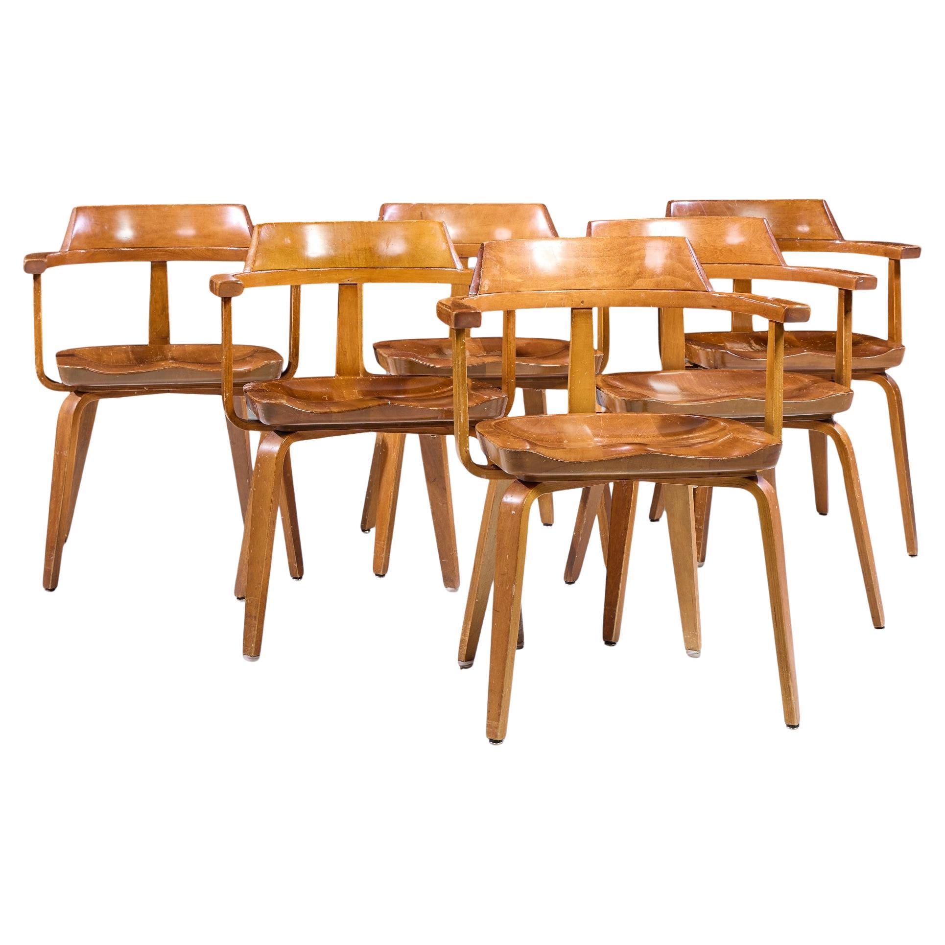 Walter Gropius W199 Bauhaus per Thonet - Set di 6 sedie in bengala del metà del secolo scorso