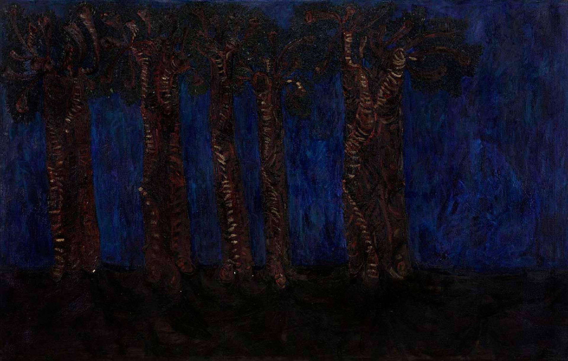 Arbres de nuit  - Painting de Walter Hahn