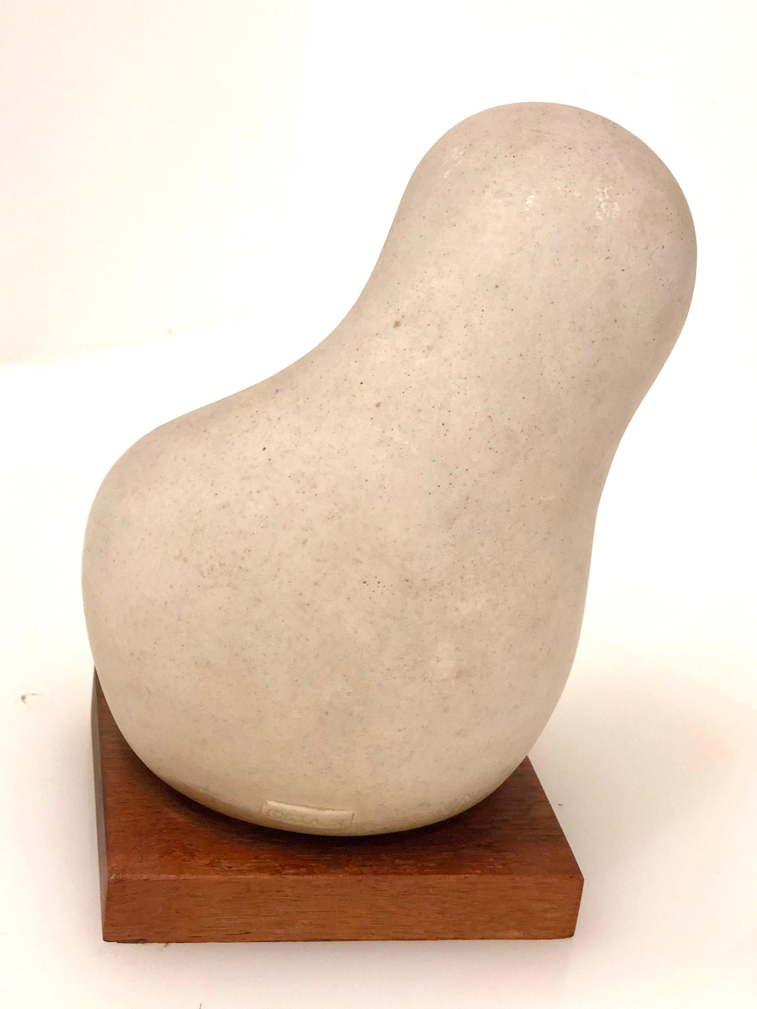 Mid-Century Modern Walter Hannula Stone Sculpture of Mother and Child