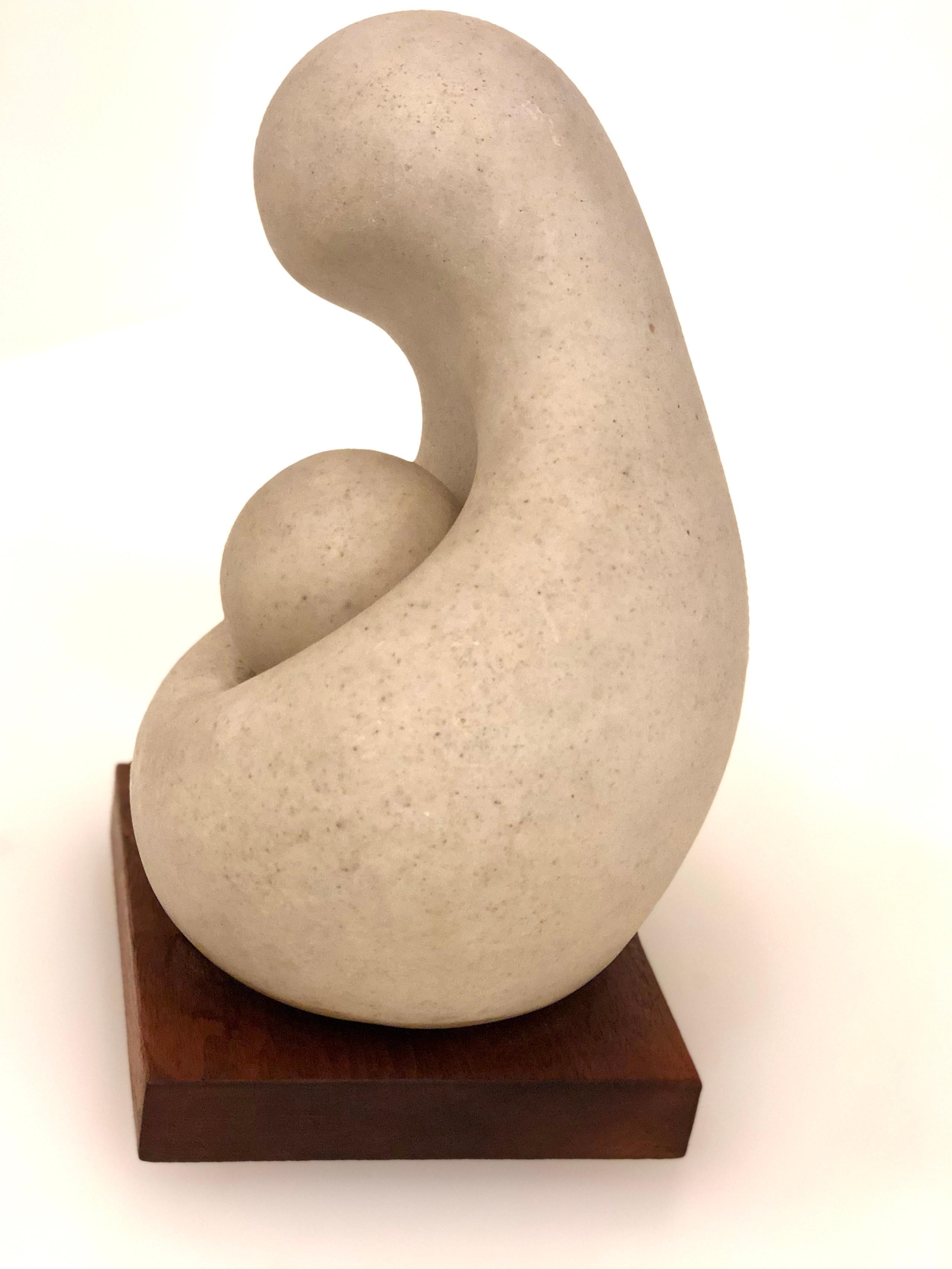 American Walter Hannula Stone Sculpture of Mother and Child