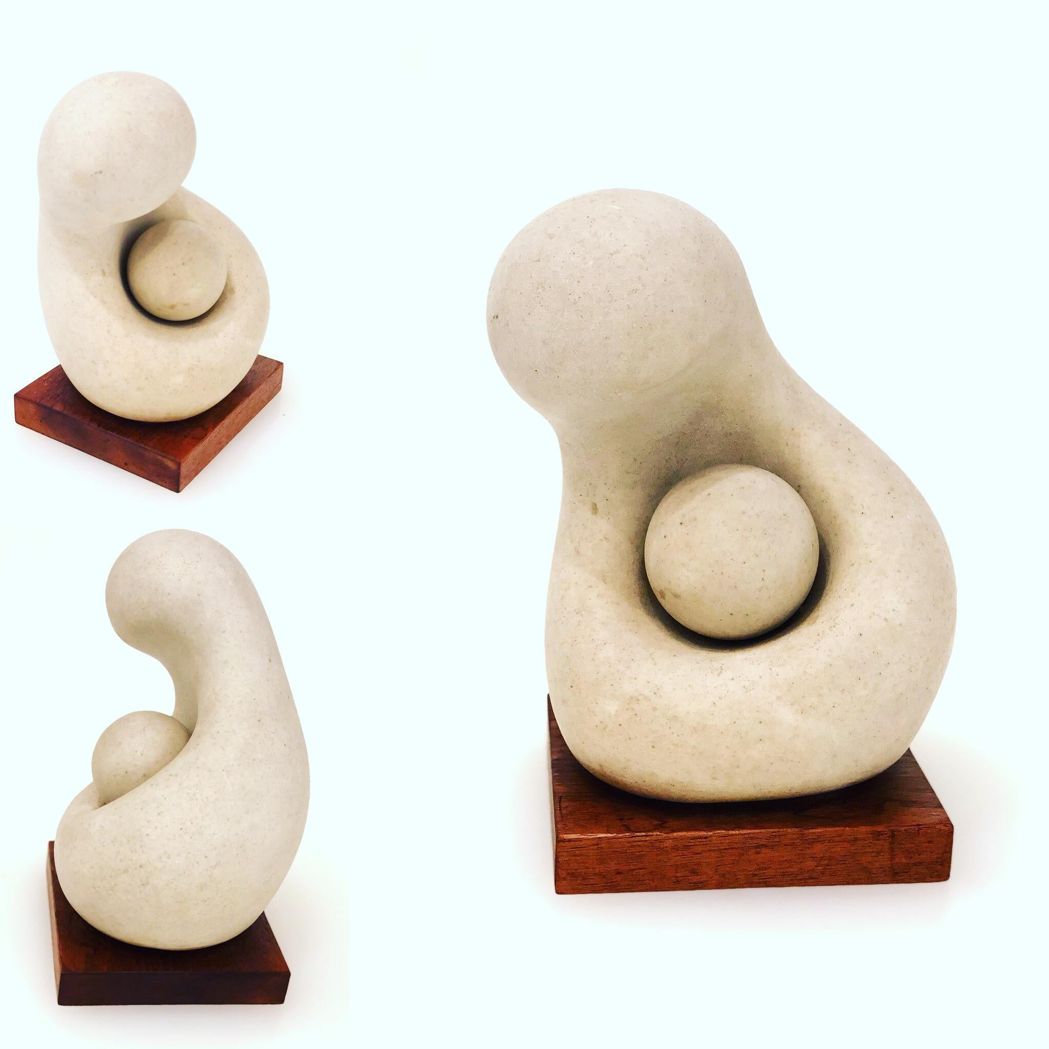 20th Century Walter Hannula Stone Sculpture of Mother and Child
