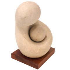 Walter Hannula Stone Sculpture of Mother and Child