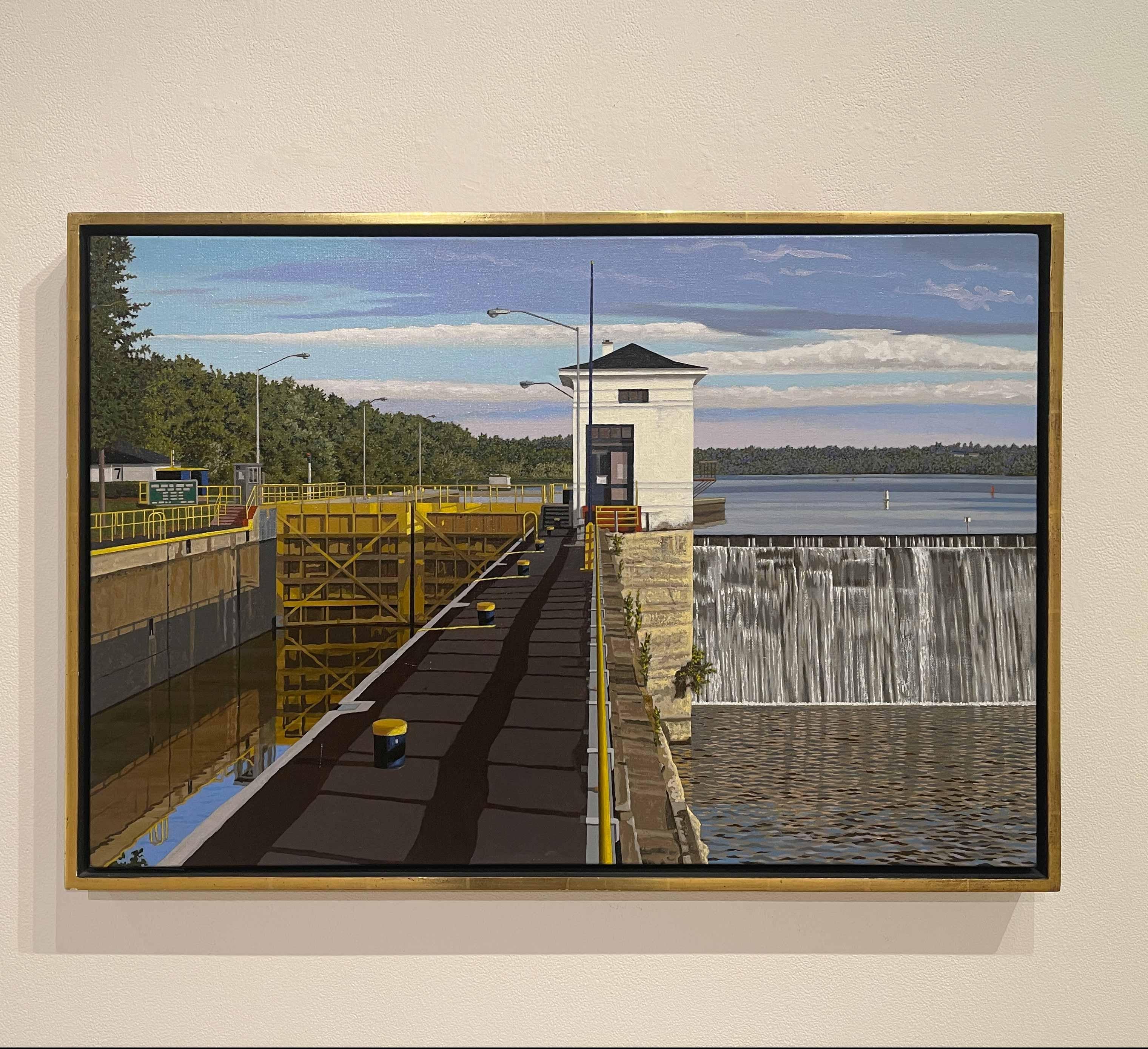 ERIE CANAL, LOCK #7 - Paysage aquatique / Industrial / Realism / New York State - Painting de Walter Hatke