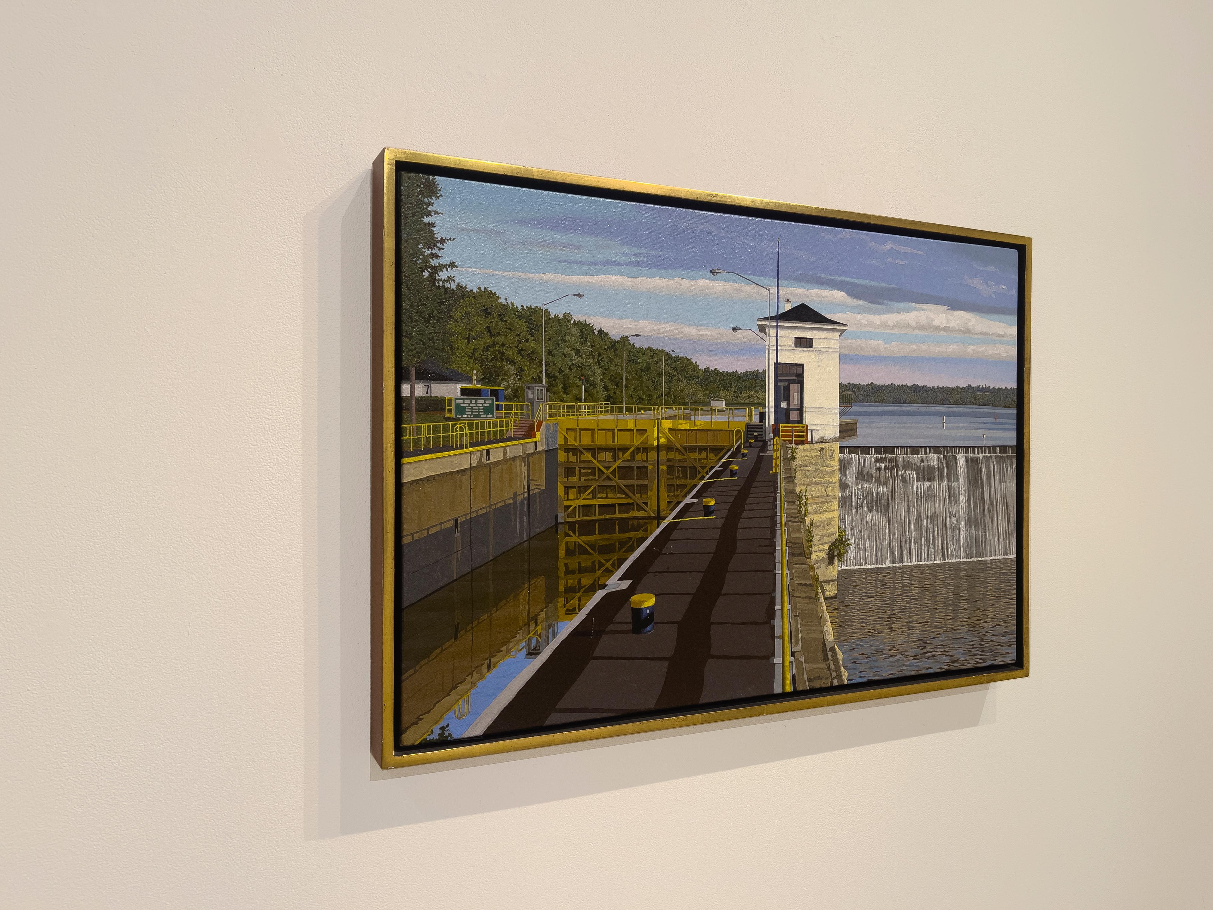 ERIE CANAL, LOCK #7 - Paysage aquatique / Industrial / Realism / New York State - Contemporain Painting par Walter Hatke