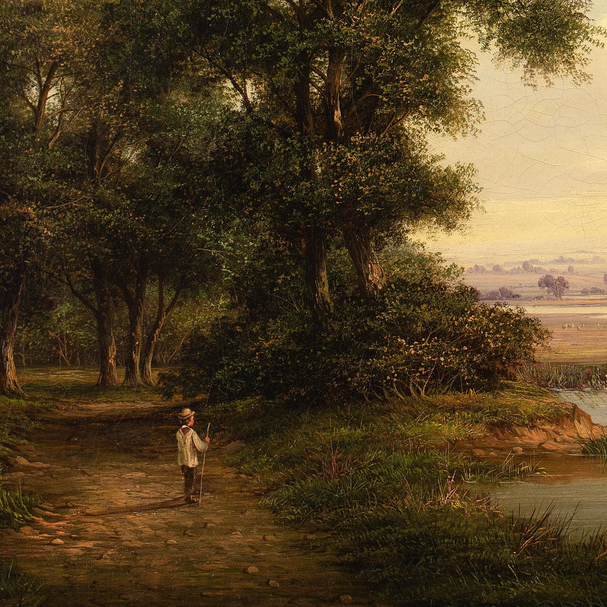 Walter Heath Williams, Pastoral Scene With Pond, Oil Painting 4