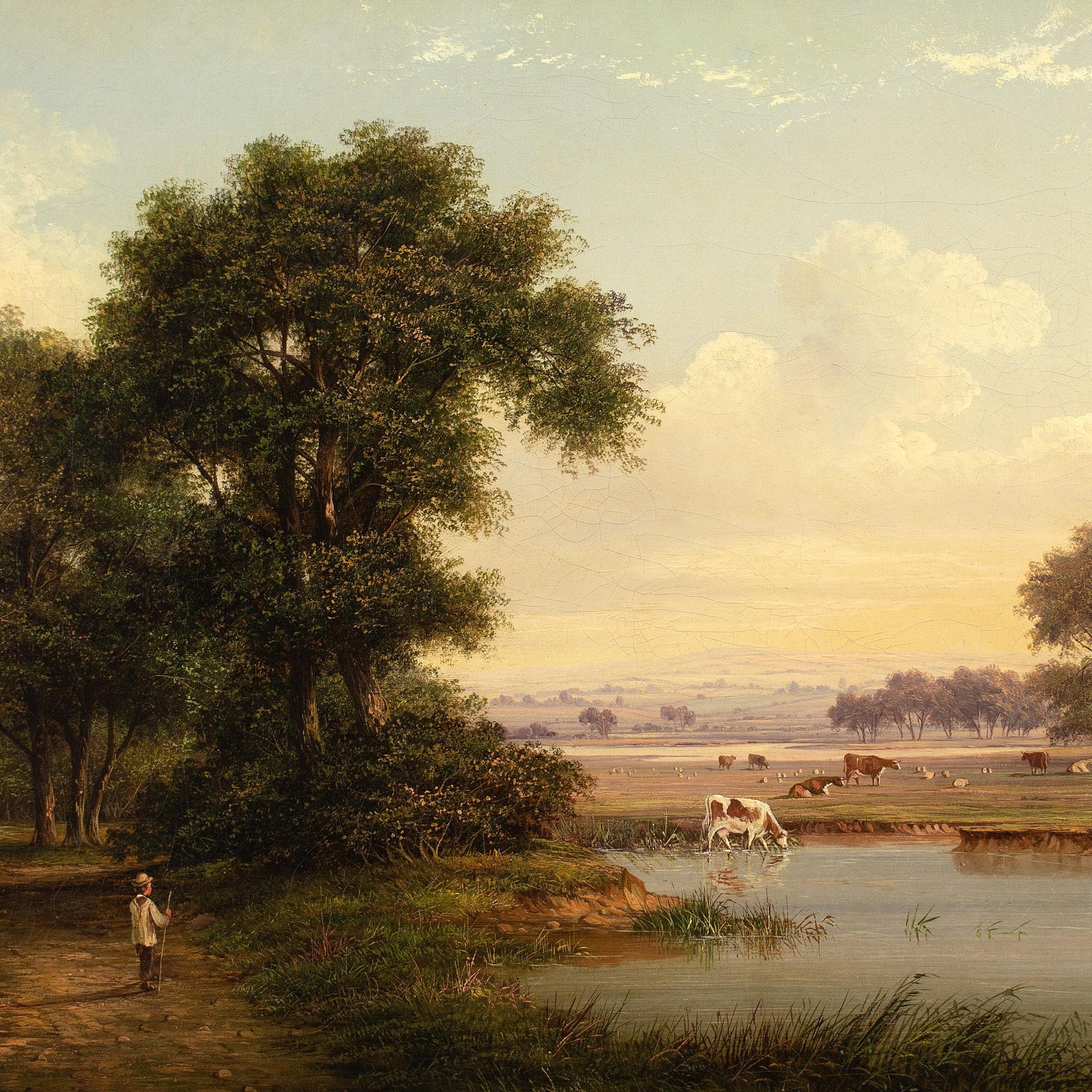 Walter Heath Williams, Pastoral Scene With Pond, Oil Painting 6