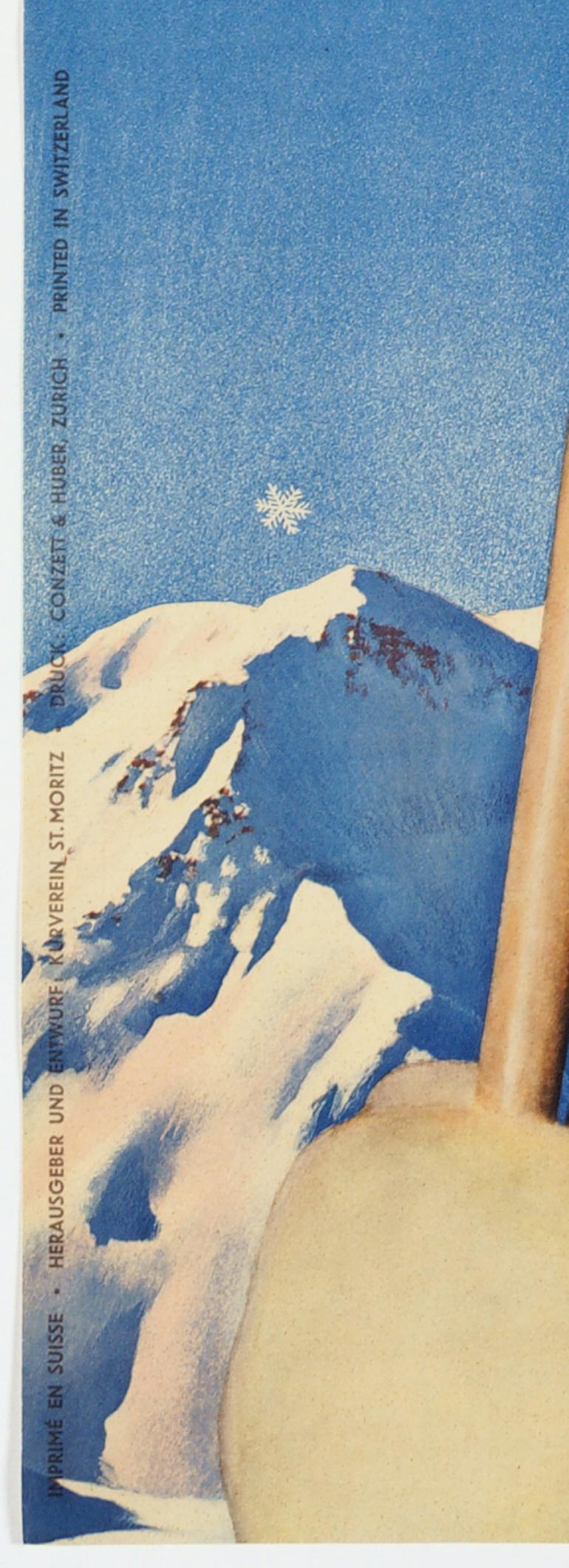 St. Moritz – Original Swiss Winter Poster - Modern Print by Walter Herdeg