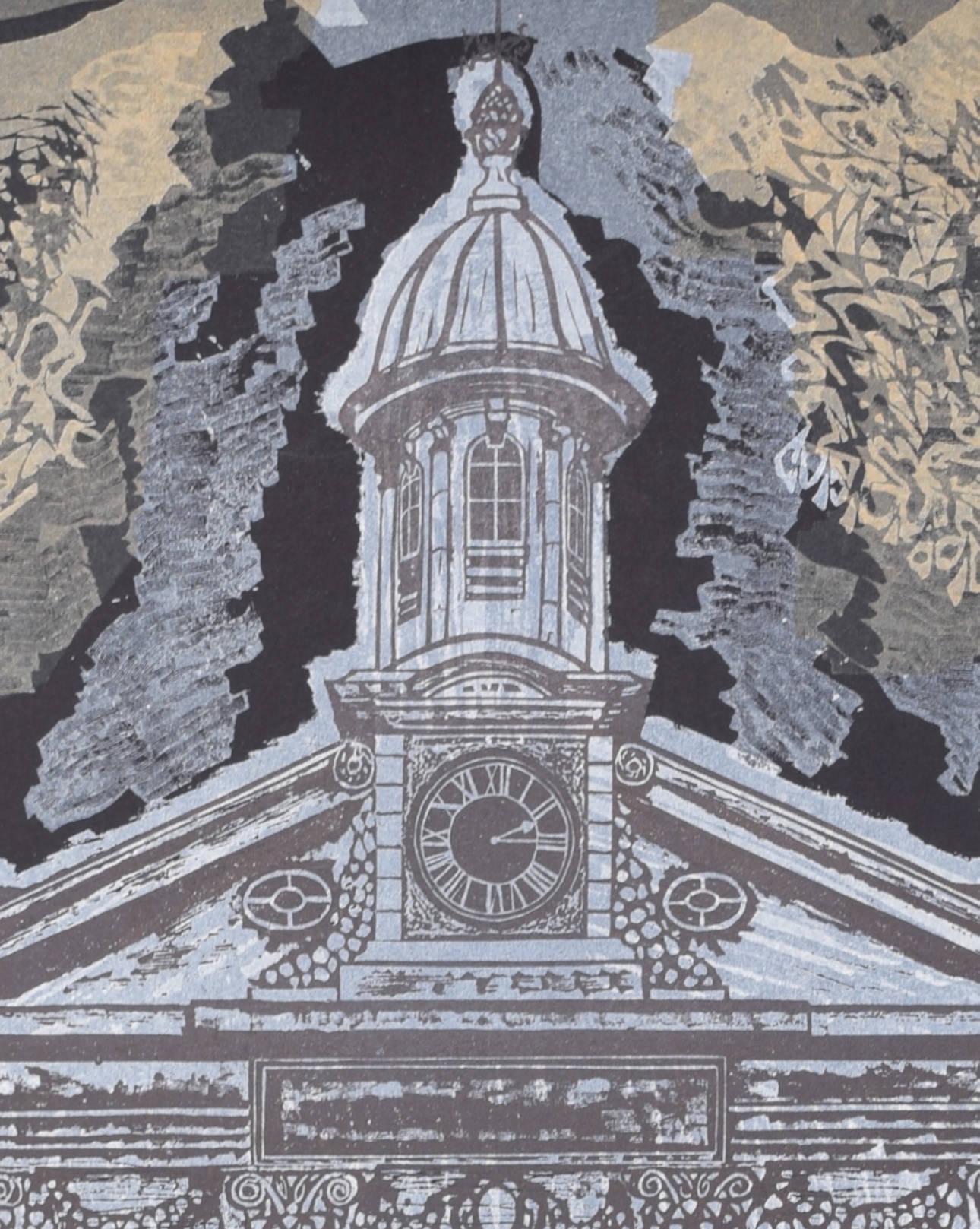 Emmanuel College, Cambridge Chapel linocut print by Walter Hoyle For Sale 3